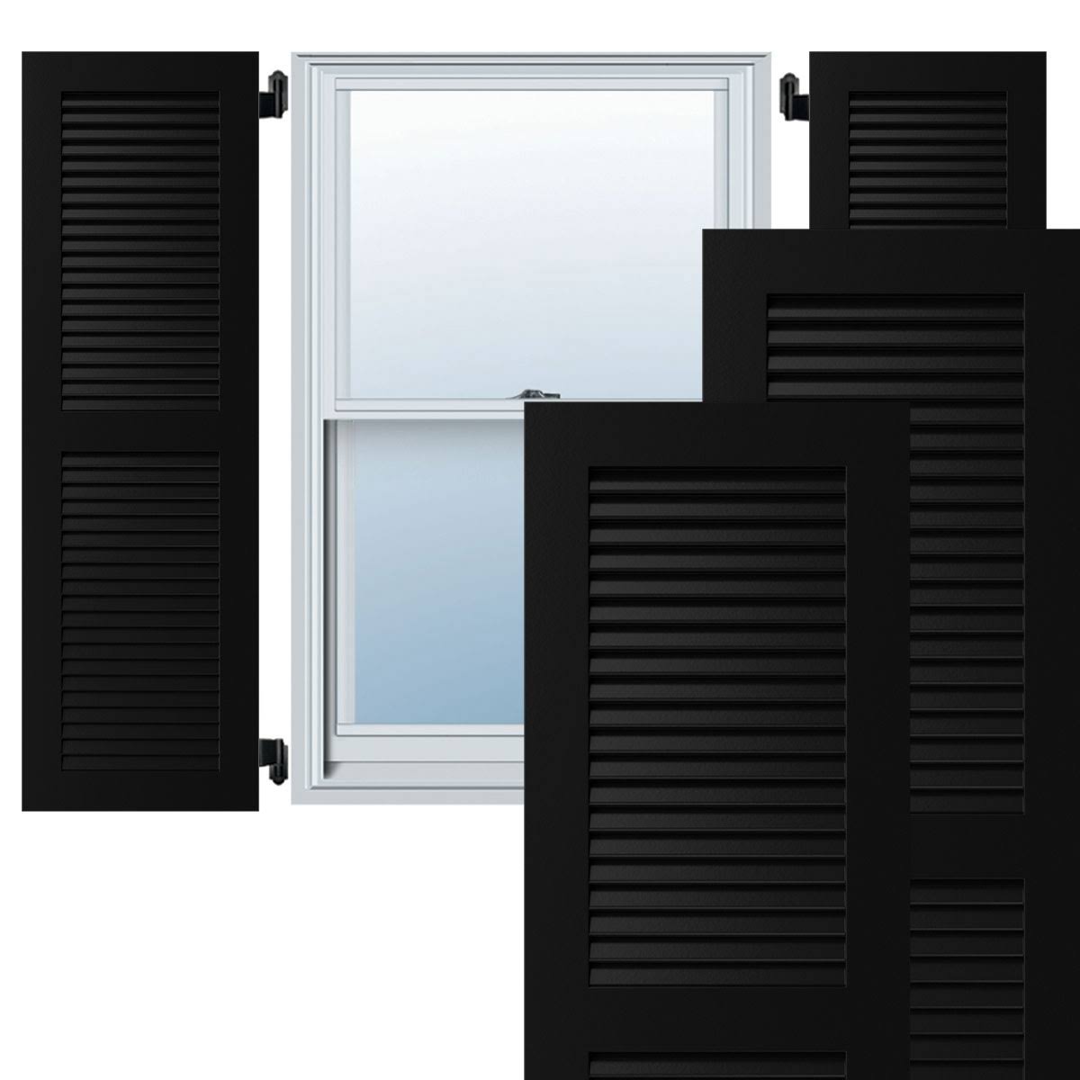 Black Exterior Composite Louvered Shutters Per Pair I766
