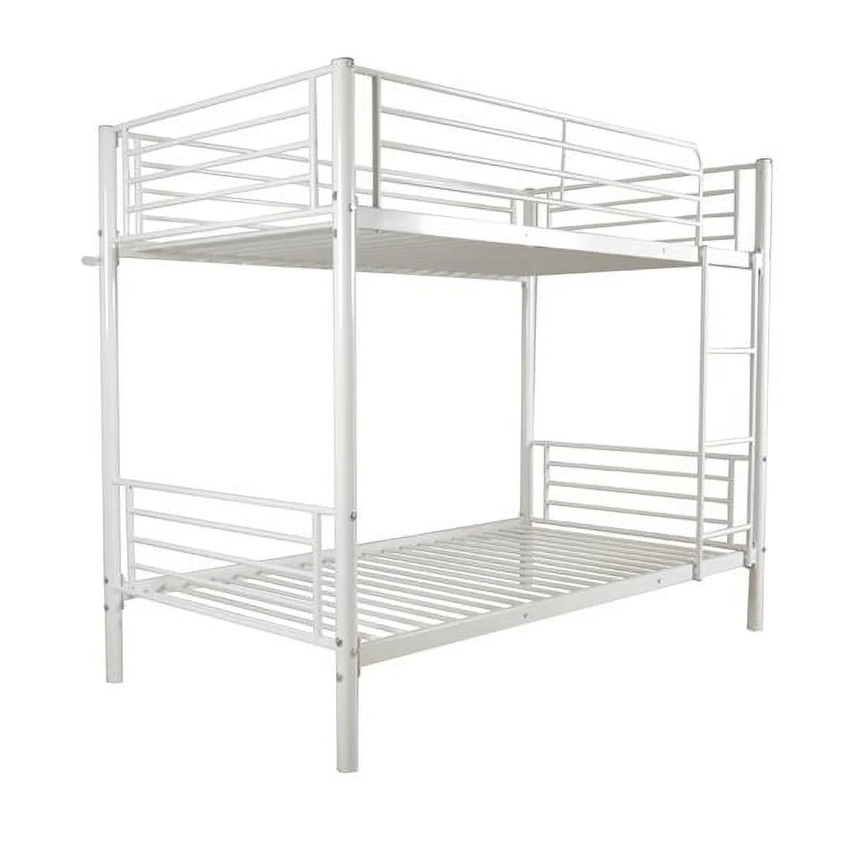 Twin Over Full Bunk Bed with Ladder and Guardrail White L487391