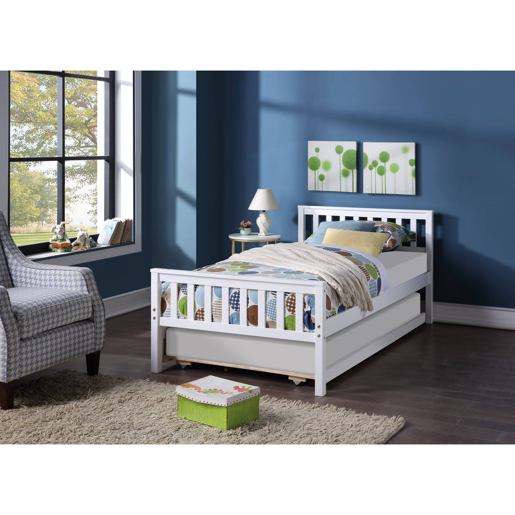 White Twin Bed with Trundle M577