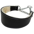 Black Sheepskin Lined Leather Dog Collar 2.5in Wide 26in J3334