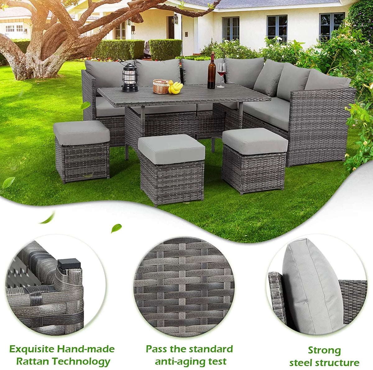 7 Piece Rattan Wicker Patio Conversation Set K377655