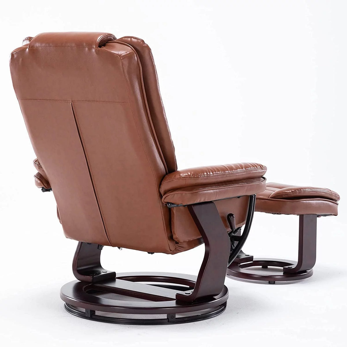 Brown Faux Leather Recliner with Ottoman U5593