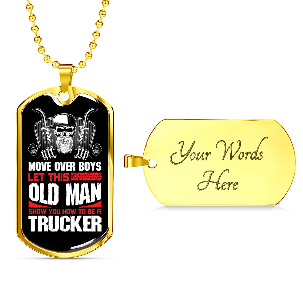 Dog Tag Stainless Steel or 18k Gold 24" Chain V637