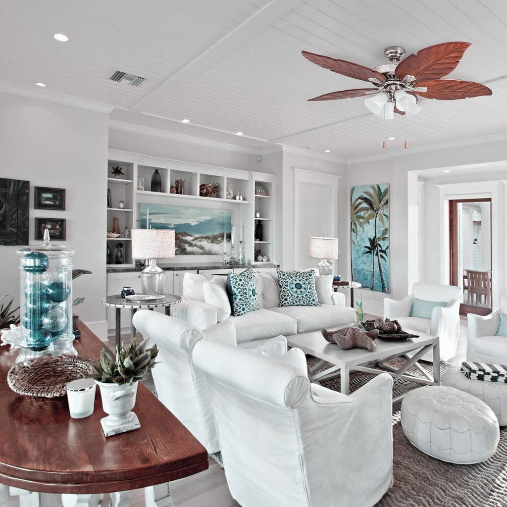 Brushed Nickel Ceiling Fan with Light, 3 Speed Remote E1737