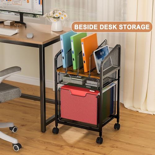 White Rolling File Cabinet with Adjustable Dividers M6980