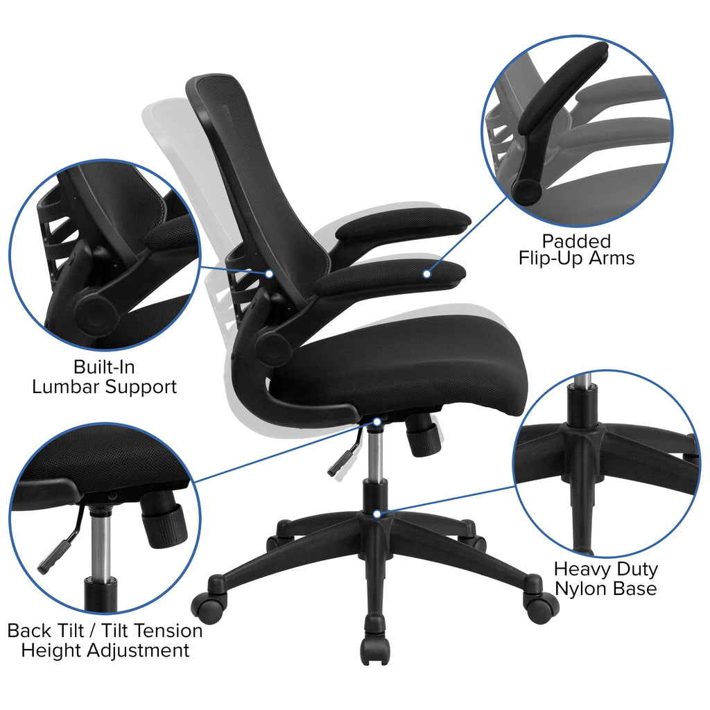 Black Computer Desk, Ergonomic Mesh Office Chair and Locking Mobile Filing Cabinet V88916