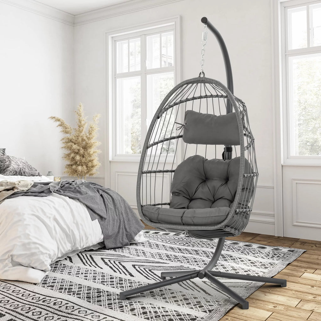 Hanging Egg Chair with Steel Stand and Cushion S319