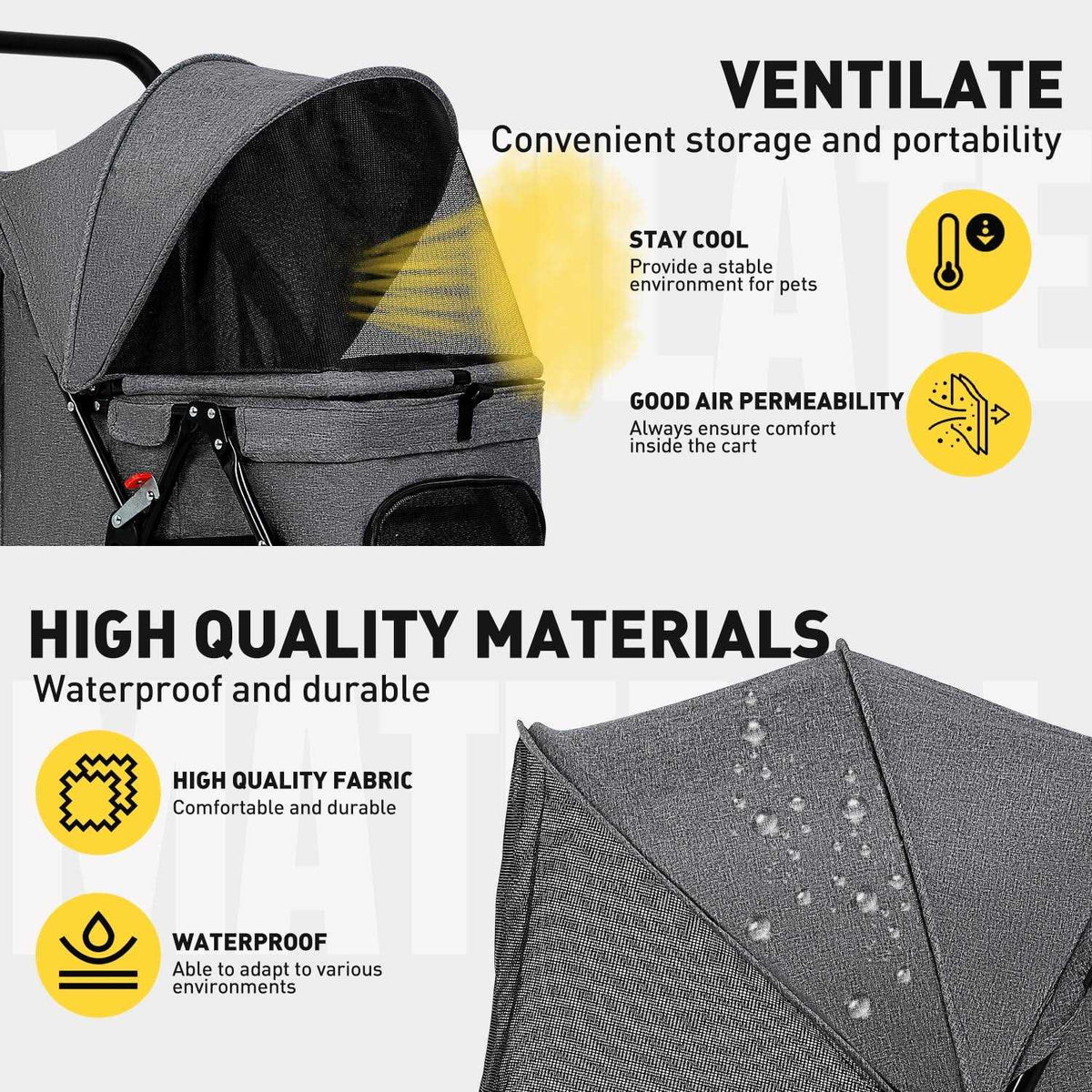 Foldable Mesh Pet Stroller D41028