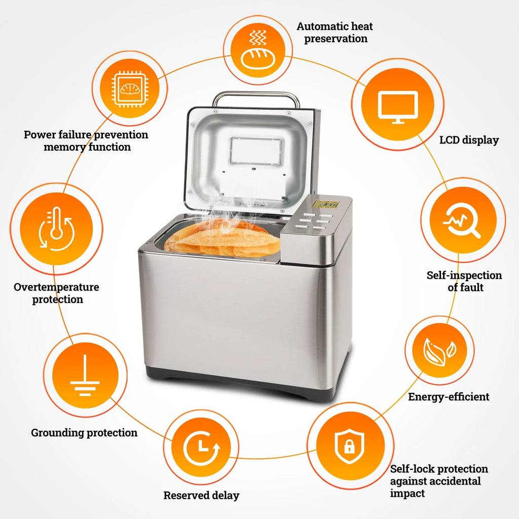 2LB Automatic Stainless Steel Bread Maker T32746