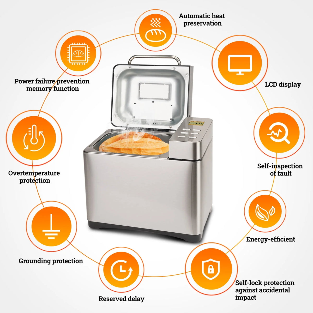 2LB Automatic Stainless Steel Bread Maker T32746