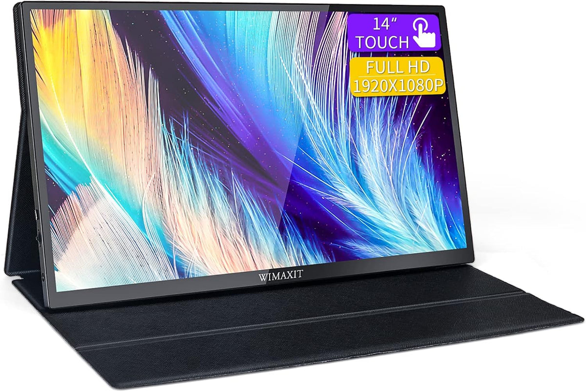 14inch Portable Touch Monitor 1920x1080 FHD External Display with Mini HDMI Input/USB-C Port/3.5mm Audio Out/Cover Stand B677