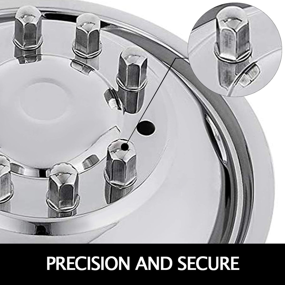 Stainless Steel 19.5 Inch 10 Lug Wheel Simulator 4PCS Hubcap Kit V6799