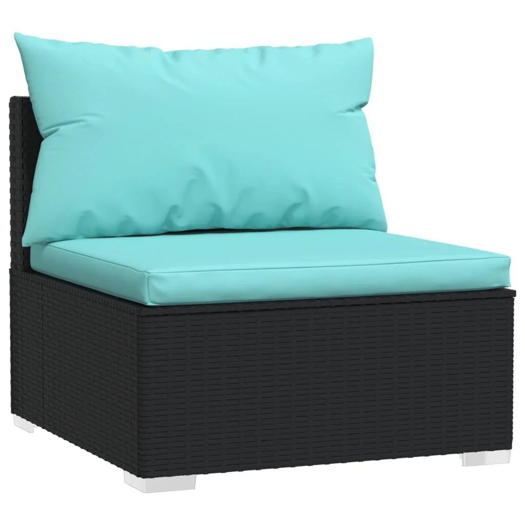 4 Piece Patio Furniture Set with Cushions Black Poly Rattan Q3192