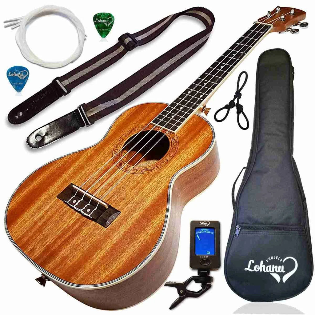 Tenor Ukulele Bundle with Strap, Case, Tuner, Picks, Pick Holder, Aquila Strings Q2893
