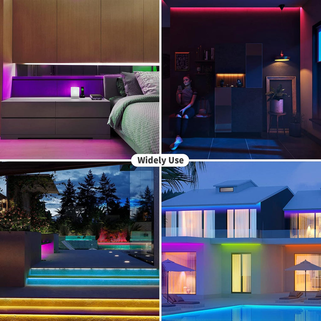 16.4ft RGB LED Strip Lights with Smart App, IP67 Waterproof Silicone Light Strip, Pack of 2 W3906