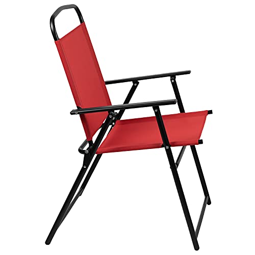 6-Piece Patio Dining Set with Glass Table, Folding Chairs, and Umbrella, Navy O4918