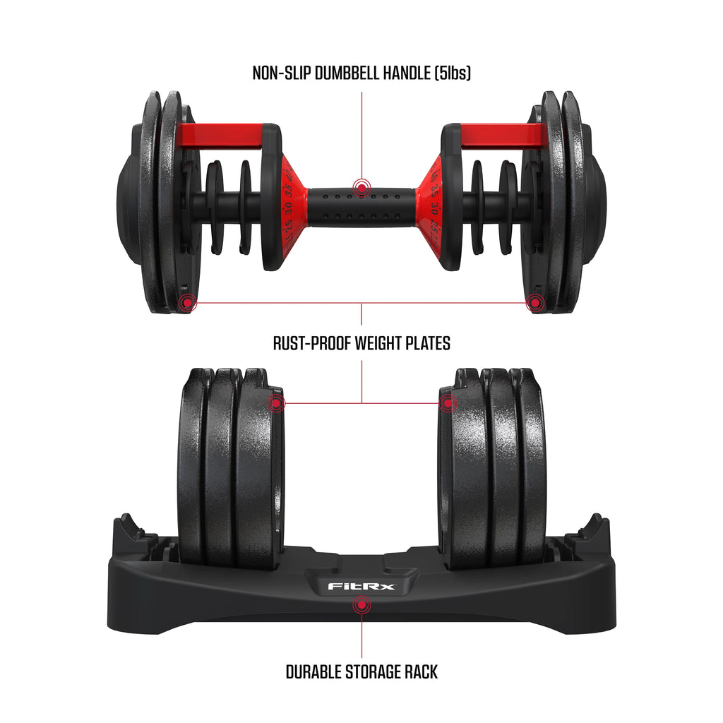 Adjustable Dumbbell 10-90 lbs Black Single A24473