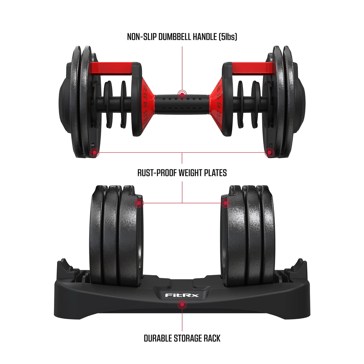 Adjustable Dumbbell 10-90 lbs Black Single A24473