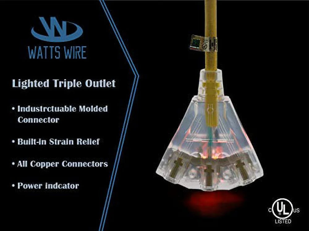 6-ft 12/3 Heavy Duty 3-Outlet Lighted SJTW Indoor/Outdoor Extension Cord U6450