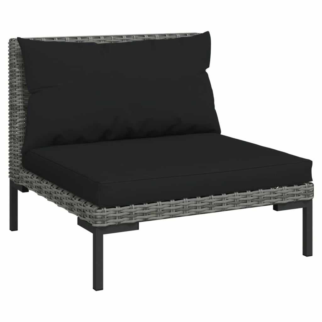 3 Piece Poly Rattan Dark Gray Sectional Sofa Set with Cushions K222