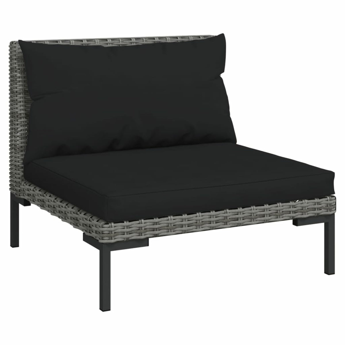 3 Piece Poly Rattan Dark Gray Sectional Sofa Set with Cushions K222