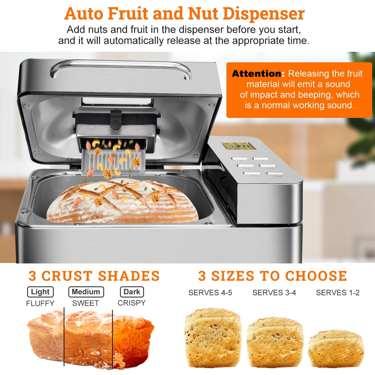 2LB Automatic Stainless Steel Bread Maker T32746