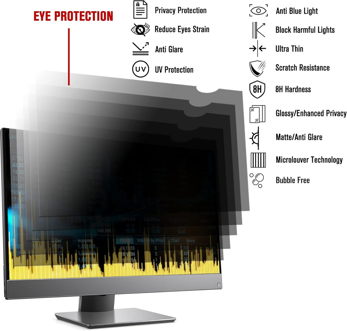 24 Inch Computer Privacy Screen Filter Pack of 2 N8051