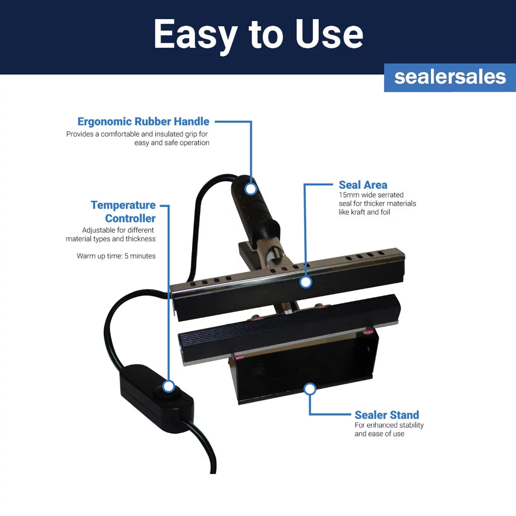 12" Portable Direct Heat Sealer with PTFE Coated Bars U880