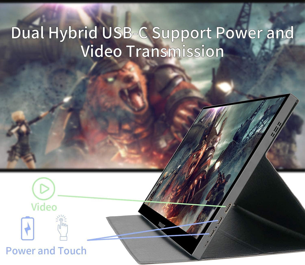 14inch Portable Touch Monitor 1920x1080 FHD External Display with Mini HDMI Input/USB-C Port/3.5mm Audio Out/Cover Stand B677