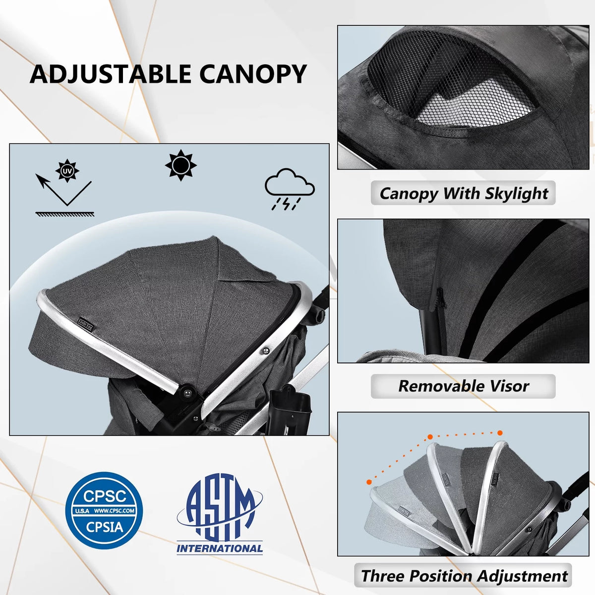 2 in 1 Convertible Baby Stroller Dark Grey V243883