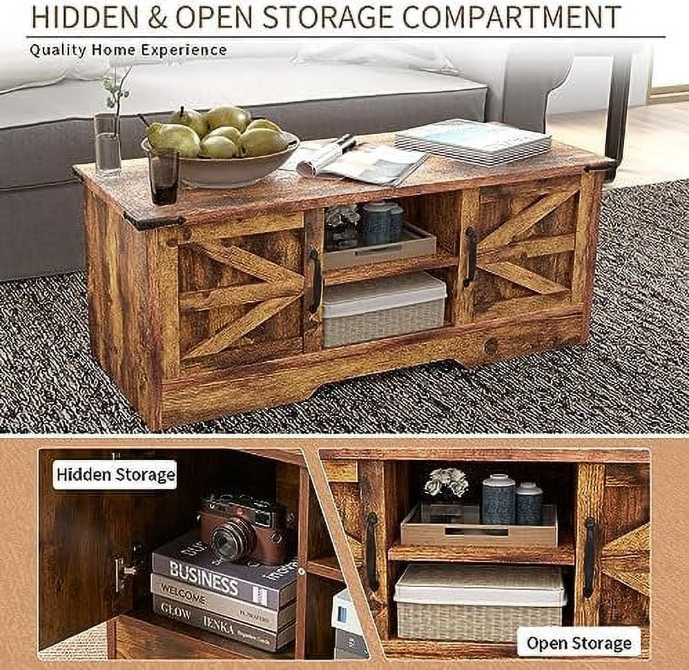 White Coffee Table with Barn Doors A381354