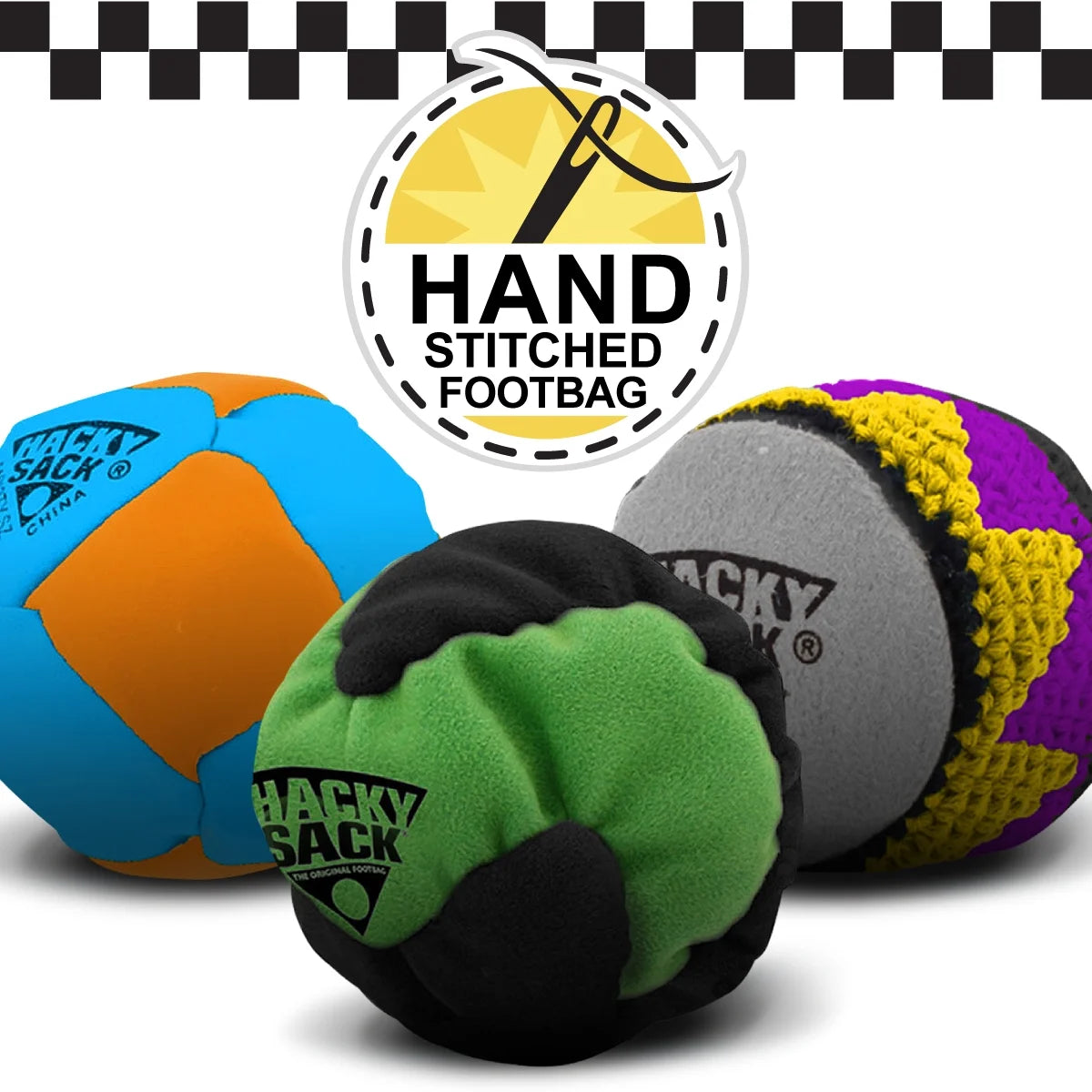 3 PACK Hand Stitched 3 Panel Footbag P471195