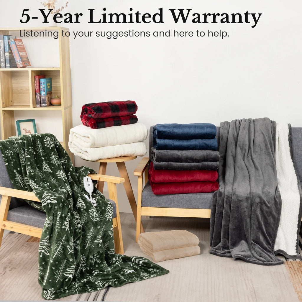 Queen Size Electric Heated Blanket Grey U4507