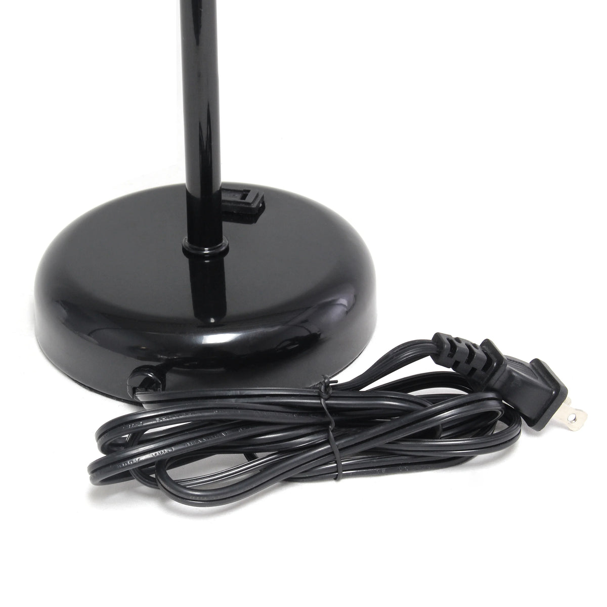Black Stick Lamp with Outlet and Fabric Shade Two Pack Set C750