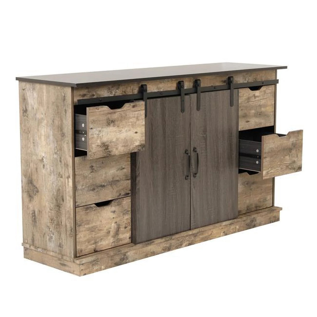 Six Drawer Storage Cabinet with Two Sliding Doors C9634