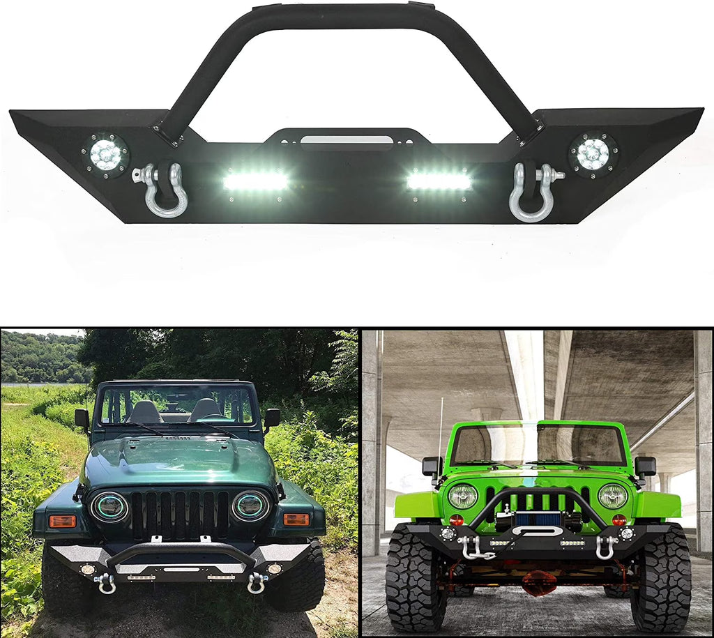 Front Bumper with Winch Plate LED Lights D-rings O684