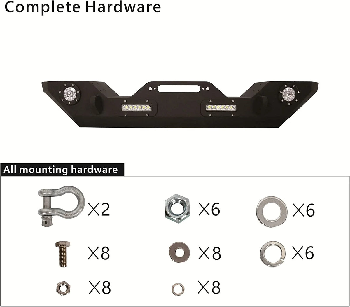 Front Bumper with Winch Plate LED Lights D-rings O684