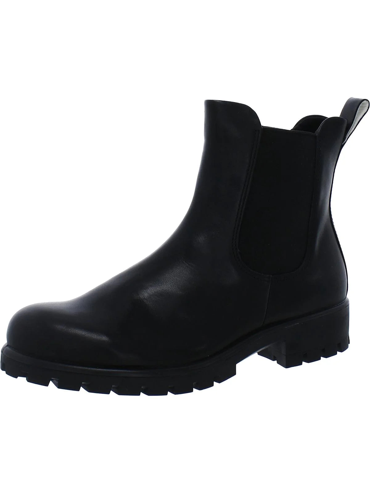 Black Cushioned Lug Sole Round Toe Leather Chelsea X96220