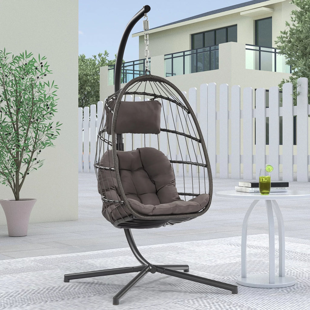 Hanging Egg Chair with Steel Stand and Cushion S319