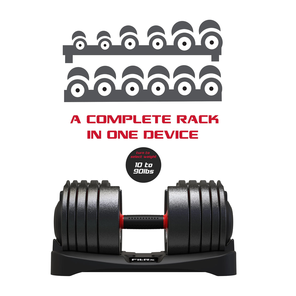 Adjustable Dumbbell 10-90 lbs Black Single A24473