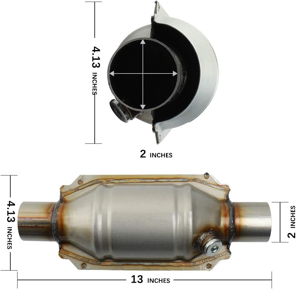 2 PACK Universal Catalytic Converter with O2 Port & Heat Shield V6082