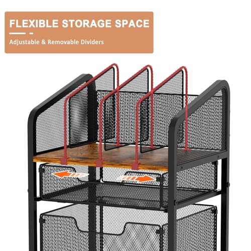 White Rolling File Cabinet with Adjustable Dividers M6980