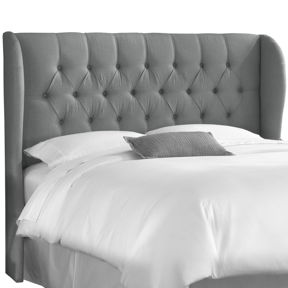 Gray Linen Tufted Wingback Headboard Y4558