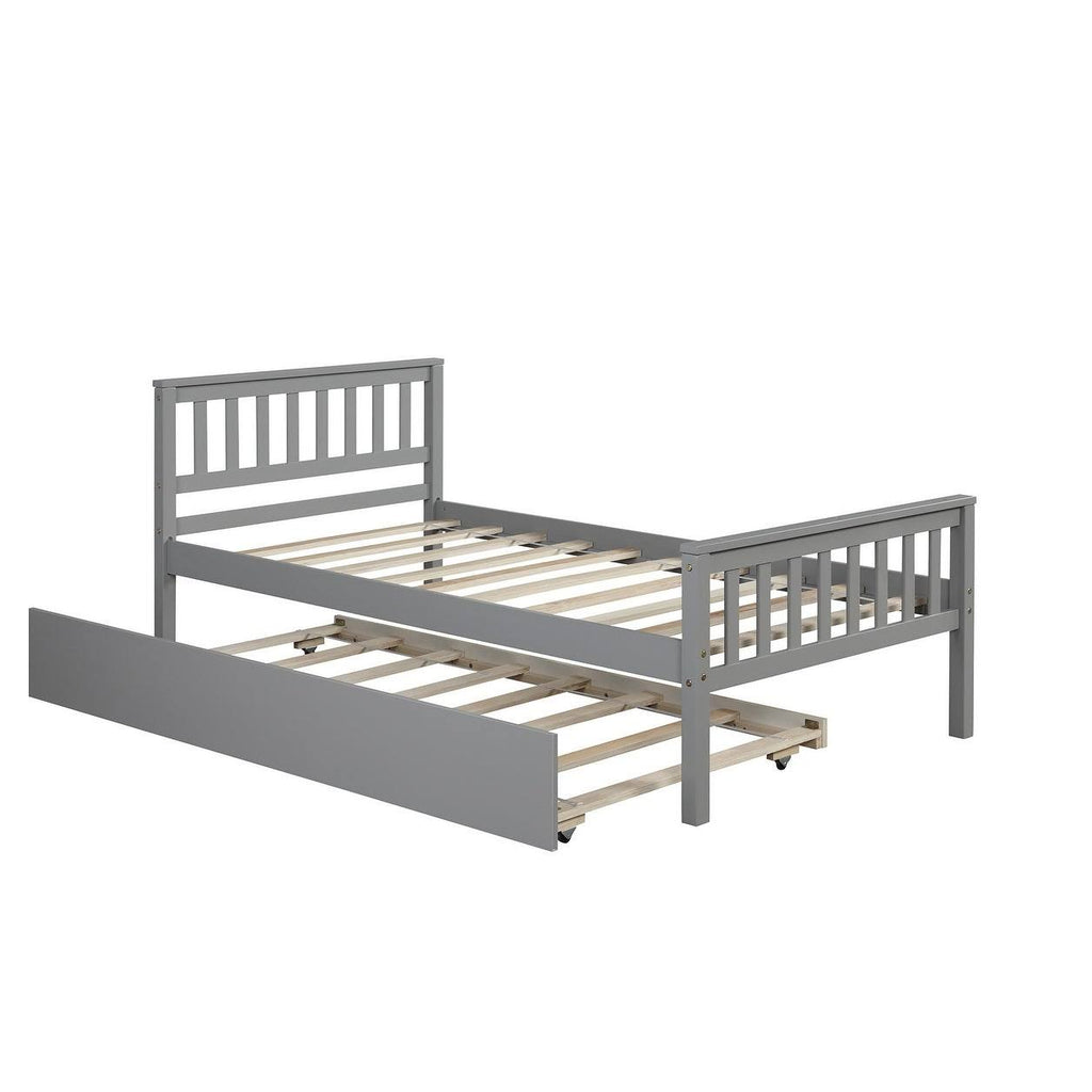 White Twin Bed with Trundle M577