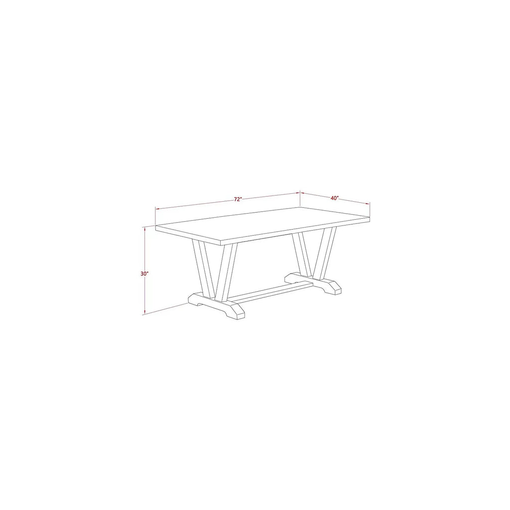 Kitchen Table with Linen White Top and Wooden Legs Y396983
