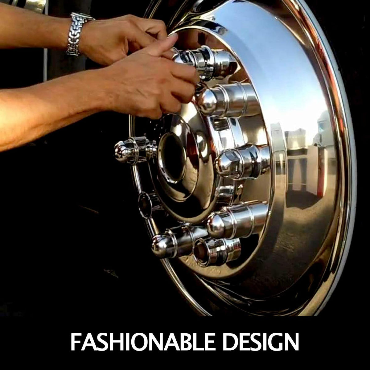 Stainless Steel 19.5 Inch 10 Lug Wheel Simulator 4PCS Hubcap Kit V6799