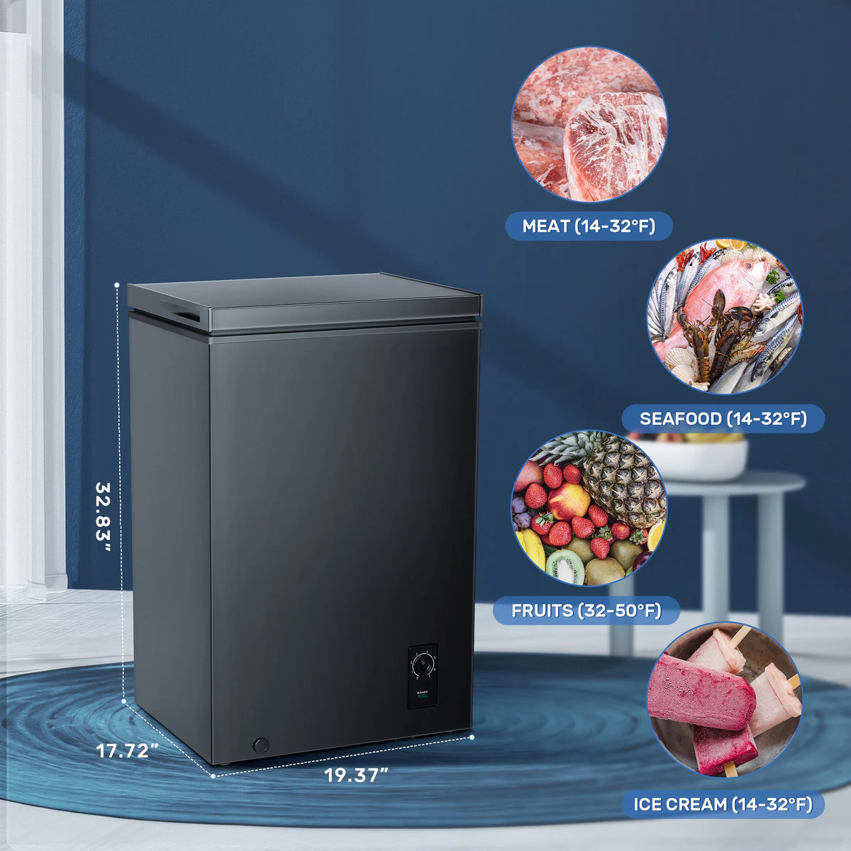 2.7 Cubic Feet White Compact Chest Freezer J573