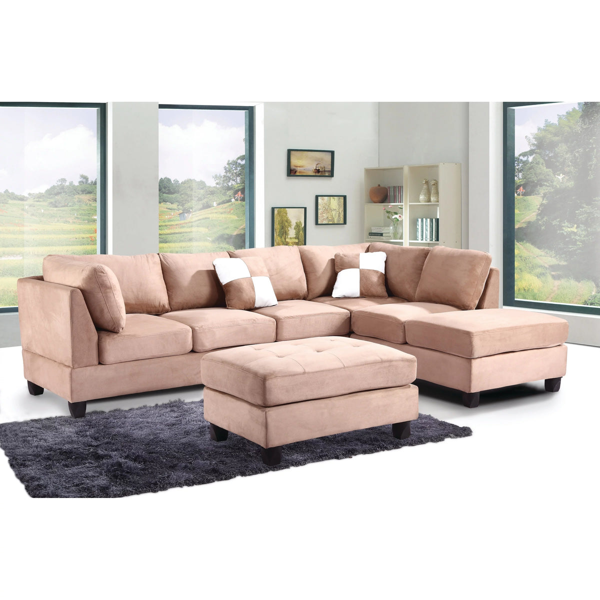Mocha Microsuede Sectional Q353