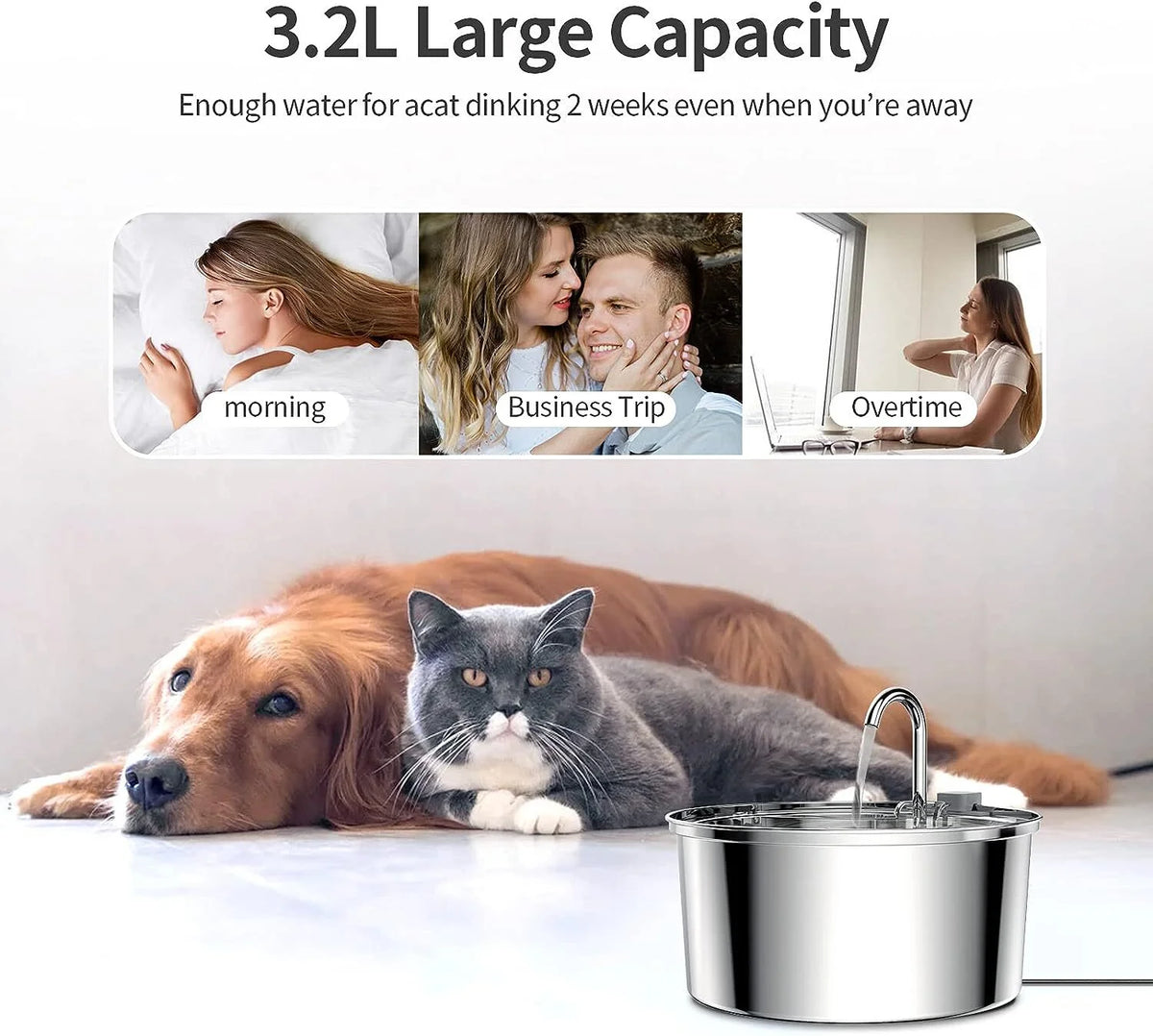 Cat Water Fountain Stainless Steel B3643