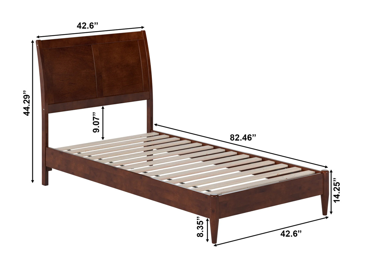 Twin Solid Wood Sleigh Platform Bed L66257